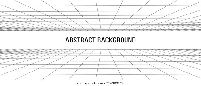 Wireframe landscape. Vector perspective grid. Digital space. Mesh on a white background.