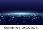 Wireframe Landscape Wire with Depth of Field Effect. 3D Topographic map background concept. Geography concept. Space surface HUD Design Element.