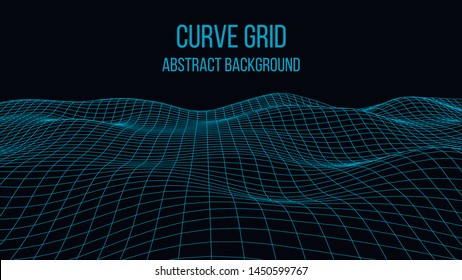 Wireframe landscape wire. Wireframe terrain polygon landscape design. 3d landscape