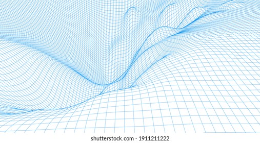 Wireframe landscape wire. Wireframe terrain polygon landscape design. 3d landscape, Network connection background