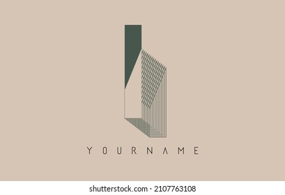 Wireframe I Letter Logo Design in zwei Farben. Kreative Vektorgrafik mit verkabeltem, gespiegeltem Rahmenrahmen. Logo in Pastellfarben.