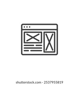 Wireframe line icon. linear style sign for mobile concept and web design. Website mockup outline vector icon. Symbol, logo illustration. Vector graphics