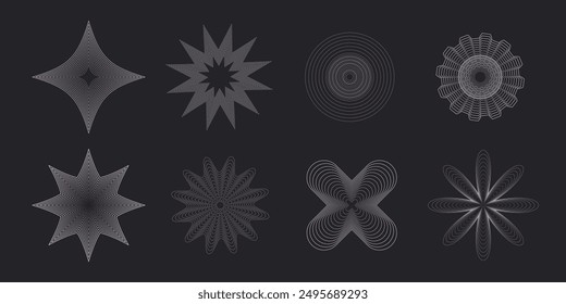 Wireframe Linear y2k flower Shapes Collection