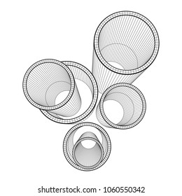 Wireframe low poly mesh construction metallurgy round tubes profile vector illustration