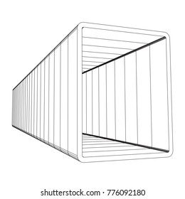 Wireframe low poly mesh construction metallurgy square tube profile symbol vector illustration