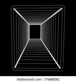 Wireframe low poly mesh construction metallurgy square tube profile symbol vector illustration
