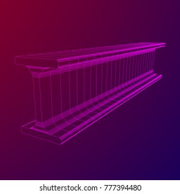 Wireframe low poly mesh construction metallurgy beam profile symbol vector illustration
