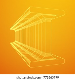 Wireframe low poly mesh construction metallurgy beam profile symbol vector illustration