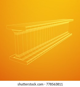 Wireframe low poly mesh construction metallurgy beam profile symbol vector illustration