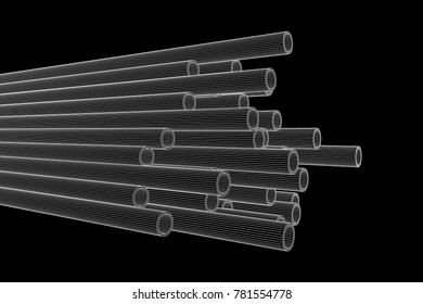 Wireframe low poly mesh construction metallurgy round tubes profile vector illustration