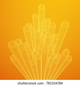 Wireframe low poly mesh construction metallurgy round tubes profile vector illustration