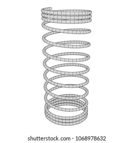 Wireframe low poly mesh tension helix spring. Vector illustration