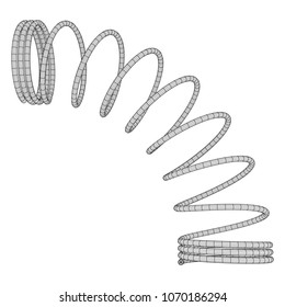 Wireframe low poly mesh tension helix spring. Vector illustration