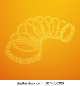 Wireframe low poly mesh tension helix spring. Vector illustration