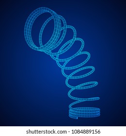 Wireframe low poly mesh tension helix spring. Vector illustration