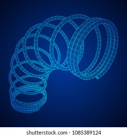 Wireframe low poly mesh tension helix spring. Vector illustration