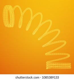 Wireframe low poly mesh tension helix spring. Vector illustration