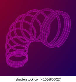 Wireframe low poly mesh tension helix spring. Vector illustration