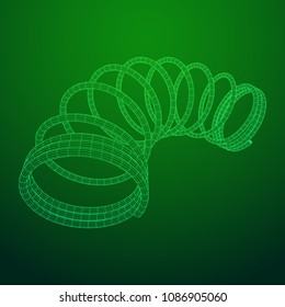 Wireframe low poly mesh tension helix spring. Vector illustration