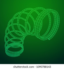 Wireframe low poly mesh tension helix spring. Vector illustration