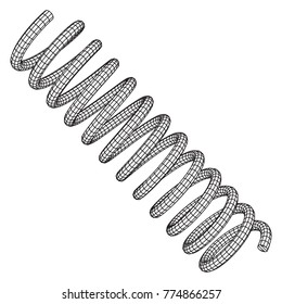 Wireframe low poly mesh tension helix spring. Vector illustration