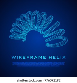 Wireframe low poly mesh tension helix spring. Vector illustration