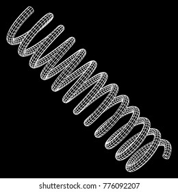 Wireframe low poly mesh tension helix spring. Vector illustration