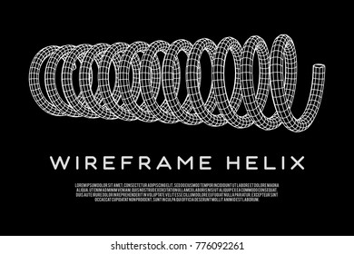 Wireframe low poly mesh tension helix spring. Vector illustration
