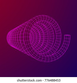 Wireframe low poly mesh tension helix spring. Vector illustration