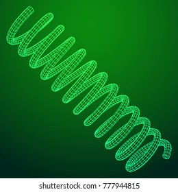 Wireframe low poly mesh tension helix spring. Vector illustration