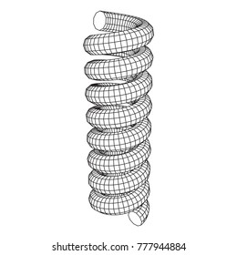 Wireframe low poly mesh tension helix spring. Vector illustration