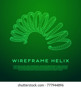 Wireframe low poly mesh tension helix spring. Vector illustration