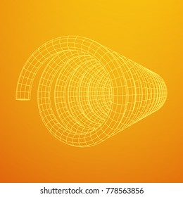 Wireframe low poly mesh tension helix spring. Vector illustration