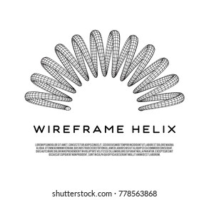 Wireframe low poly mesh tension helix spring. Vector illustration