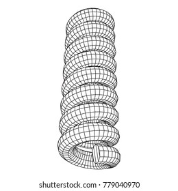 Wireframe low poly mesh tension helix spring. Vector illustration