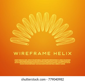 Wireframe low poly mesh tension helix spring. Vector illustration