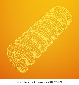 Wireframe low poly mesh tension helix spring. Vector illustration