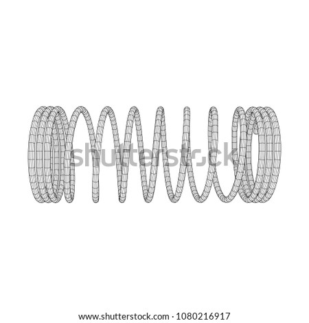 Wireframe low poly mesh tension helix spring. Vector illustration