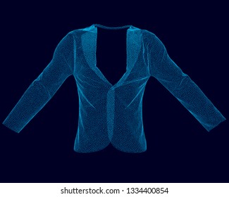 Wireframe of the men suit of blue lines on a dark background. Vector illustration