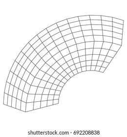 Wireframe Mesh Bend Box. Connection Structure. Digital Data Visualization Concept. Vector Illustration.