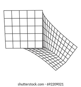 Wireframe Mesh Bend Box. Connection Structure. Digital Data Visualization Concept. Vector Illustration.
