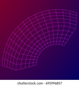 Wireframe Mesh Bend Box. Connection Structure. Digital Data Visualization Concept. Vector Illustration.