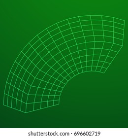 Wireframe Mesh Bend Box. Connection Structure. Digital Data Visualization Concept. Vector Illustration.