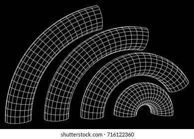 Wireframe Mesh Bend Column. Connection Structure. Digital Data Visualization Concept. Vector Illustration.