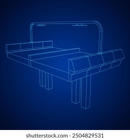 Carretera de puente de malla de alambre. Estructura de conexión. Concepto de visualización de datos digitales. Ilustración vectorial.