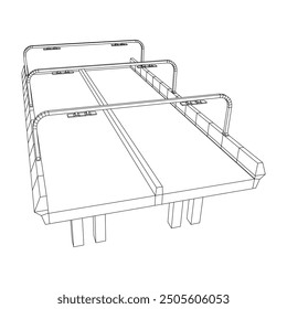Wireframe Mesh Bridge Highway. Connection Structure. Digital Data Visualization Concept. Vector Illustration.