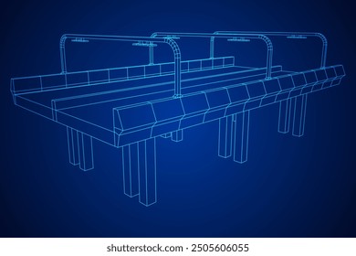 Wireframe Mesh Bridge Highway. Verbindungsstruktur. Digitales Datenvisualisierungskonzept. Vektorgrafik.