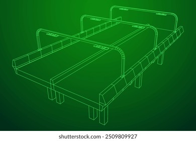 Carretera de puente de malla de alambre. Estructura de conexión. Concepto de visualización de datos digitales. Ilustración vectorial.