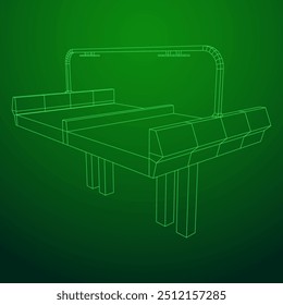 Wireframe Mesh Bridge Highway. Connection Structure. Digital Data Visualization Concept. Vector Illustration.
