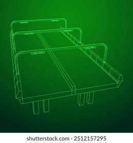 Wireframe Mesh Bridge Highway. Connection Structure. Digital Data Visualization Concept. Vector Illustration.